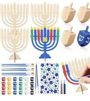 YumSur Hanukkah DIY Wooden Craft Kit, Make Your Own Menorah